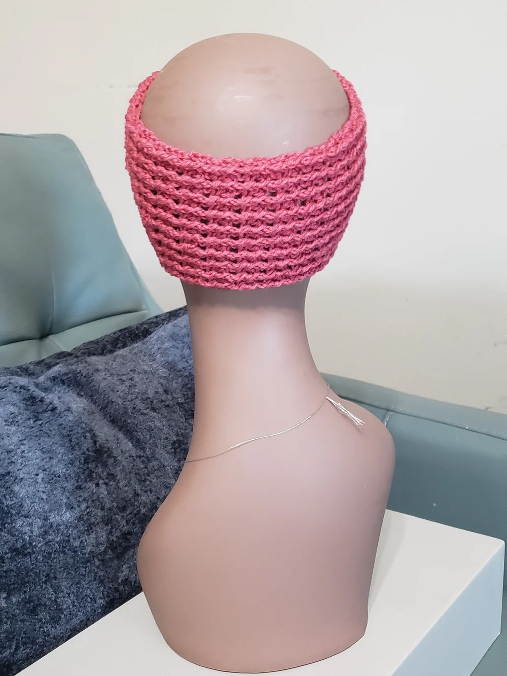 Hand Crafted Twisted Crochet Turban Headband - Rose Pink